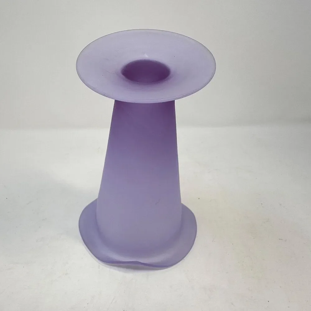 Vintage Frosted Satin Glass Purple Jack in the Pulpit Vase Lavender 7.5